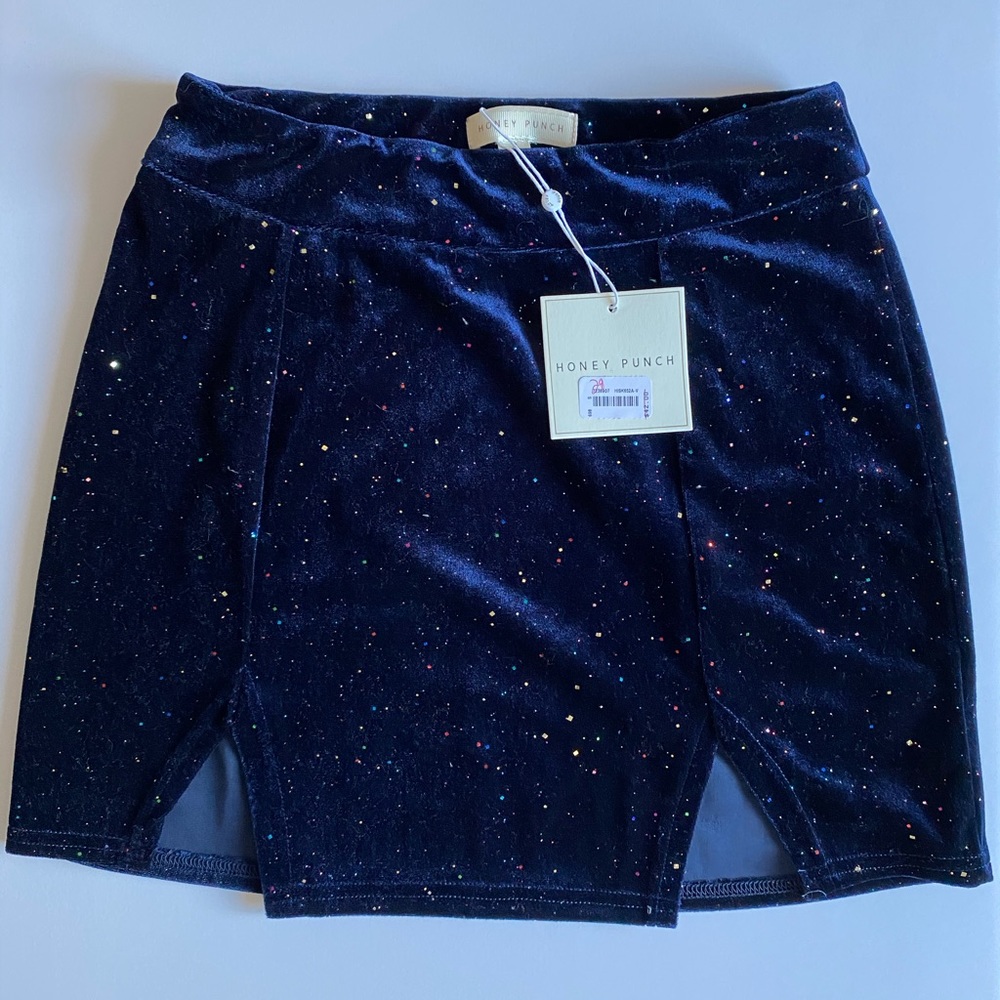 Blue Sparkly Velvet Skirt- Never Worn